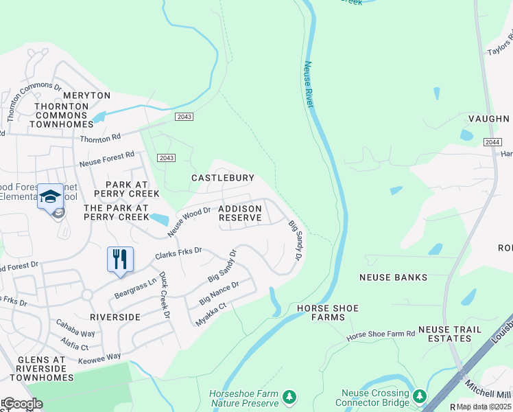 map of restaurants, bars, coffee shops, grocery stores, and more near 8342 Boca Point in Raleigh