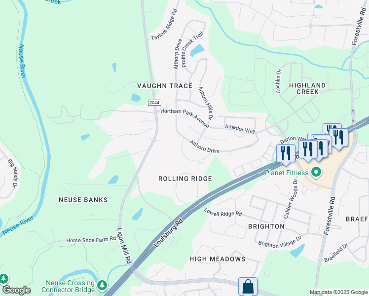map of restaurants, bars, coffee shops, grocery stores, and more near 4312 Lyman Avenue in Raleigh