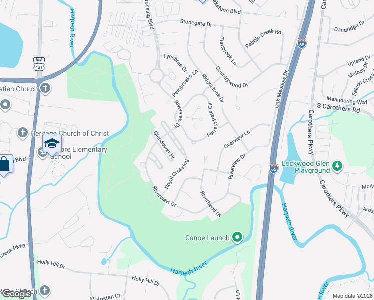 map of restaurants, bars, coffee shops, grocery stores, and more near 416 Forrest Park Circle in Franklin
