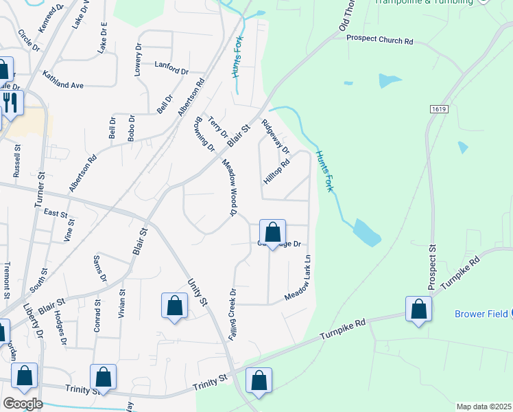 map of restaurants, bars, coffee shops, grocery stores, and more near 304 Crestview Drive in Thomasville