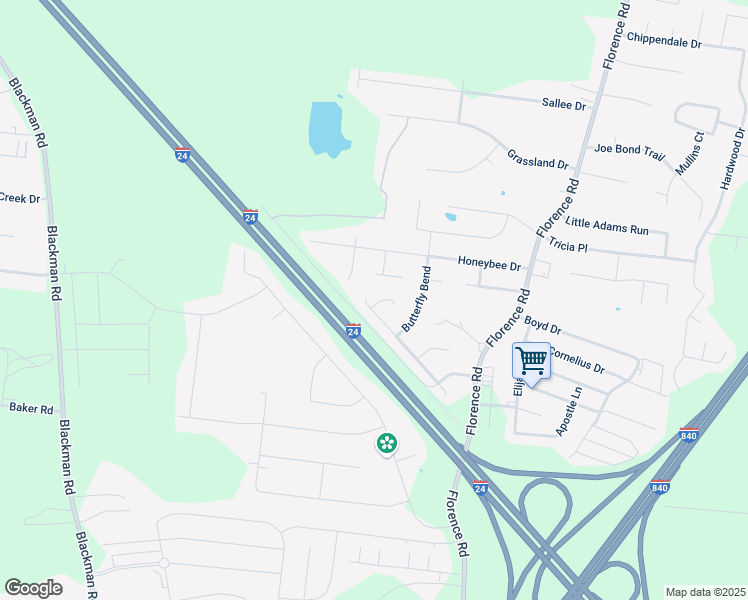 map of restaurants, bars, coffee shops, grocery stores, and more near 2951 Lightning Bug Drive in Murfreesboro