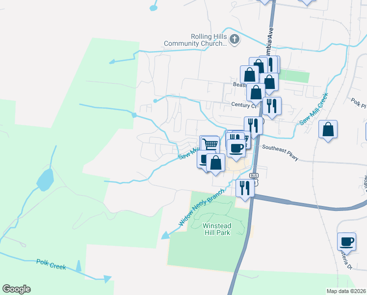 map of restaurants, bars, coffee shops, grocery stores, and more near 524 Vintage Green Lane in Franklin