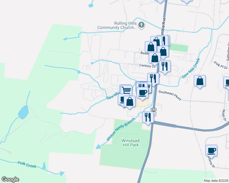 map of restaurants, bars, coffee shops, grocery stores, and more near 524 Vintage Green Lane in Franklin