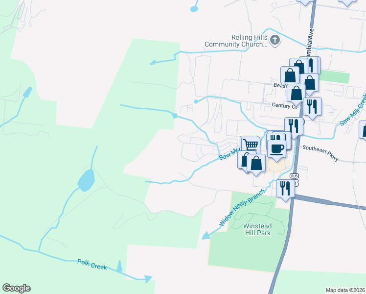 map of restaurants, bars, coffee shops, grocery stores, and more near 429 Century Court in Franklin