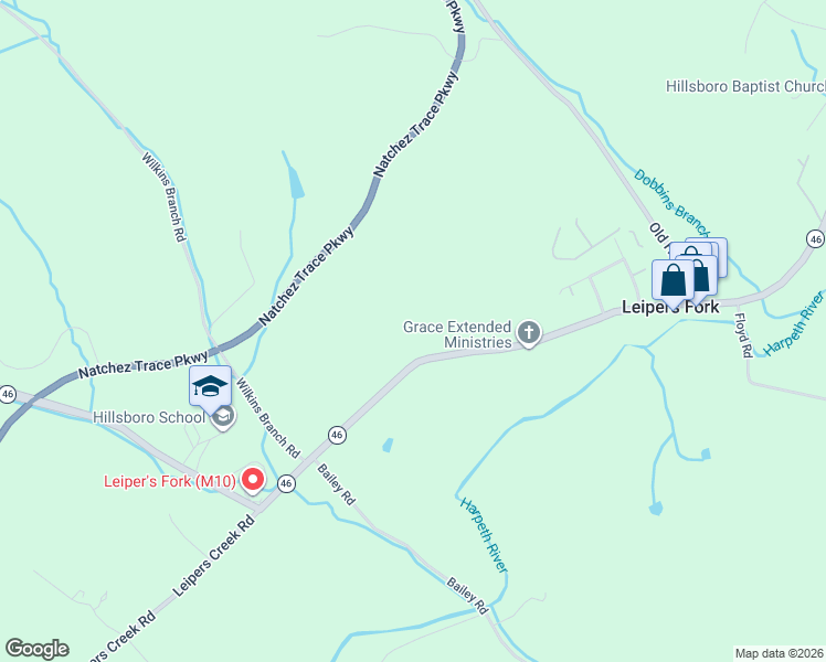 map of restaurants, bars, coffee shops, grocery stores, and more near 4296 Old Hillsboro Road in Franklin