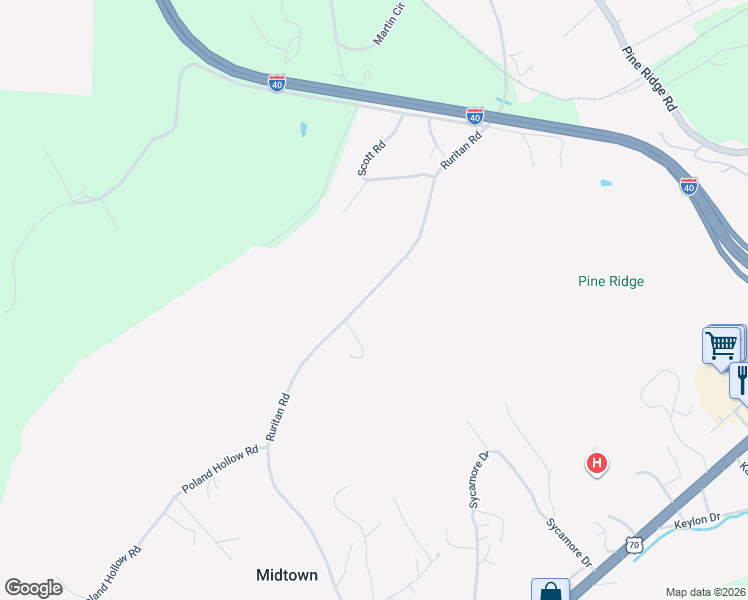 map of restaurants, bars, coffee shops, grocery stores, and more near 1875 Ruritan Road in Harriman