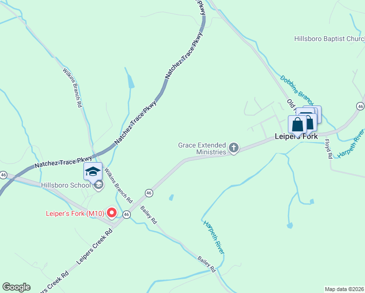 map of restaurants, bars, coffee shops, grocery stores, and more near 4296 Old Hillsboro Road in Franklin