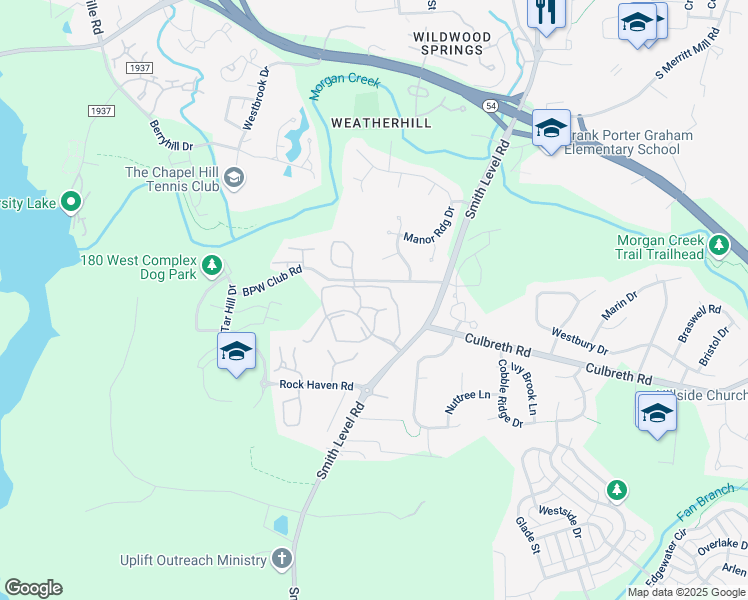 map of restaurants, bars, coffee shops, grocery stores, and more near 125 State Road 1967 in Carrboro