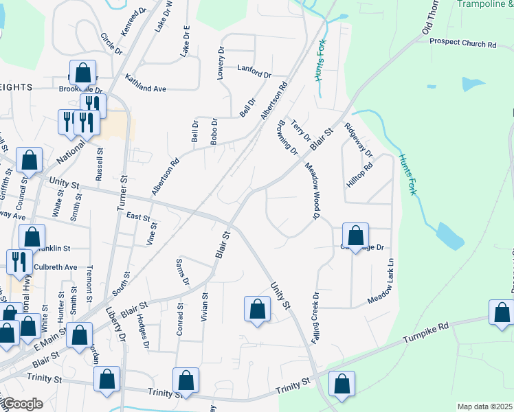 map of restaurants, bars, coffee shops, grocery stores, and more near 1311 Blair Street in Thomasville