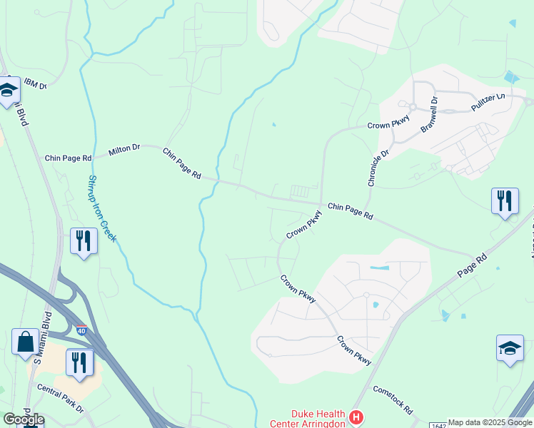 map of restaurants, bars, coffee shops, grocery stores, and more near 217 Mona Lisa Lane in Morrisville