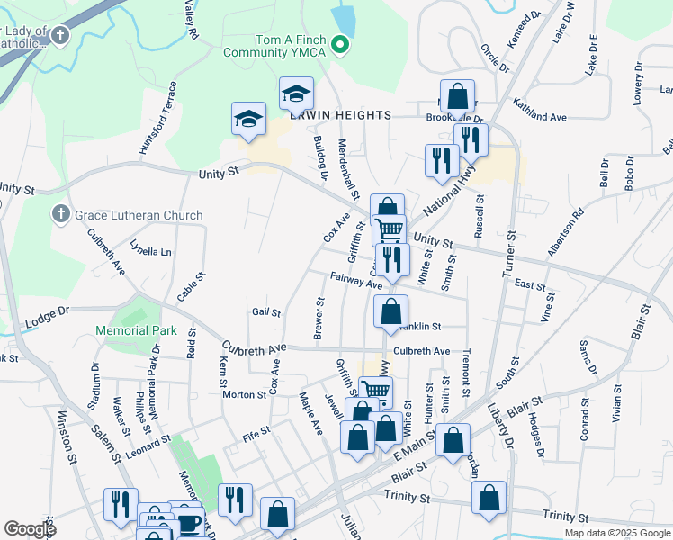 map of restaurants, bars, coffee shops, grocery stores, and more near 500 Fairway Avenue in Thomasville