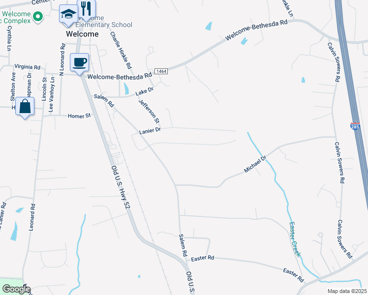 map of restaurants, bars, coffee shops, grocery stores, and more near 272 Courtney Lane in Lexington