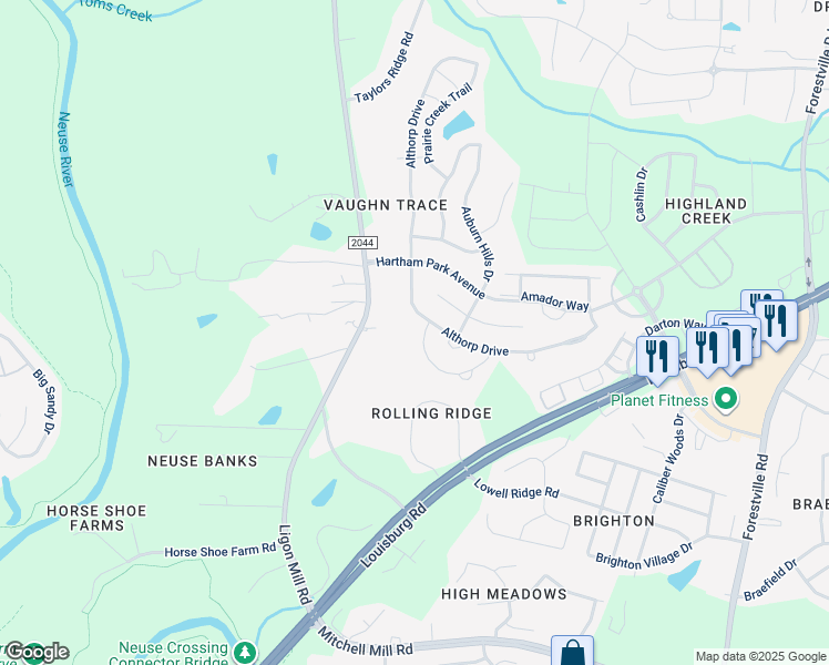 map of restaurants, bars, coffee shops, grocery stores, and more near 4312 Lyman Avenue in Raleigh