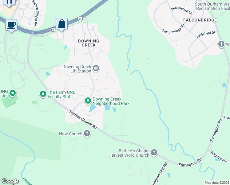 map of restaurants, bars, coffee shops, grocery stores, and more near 2109 Carriage Way in Chapel Hill