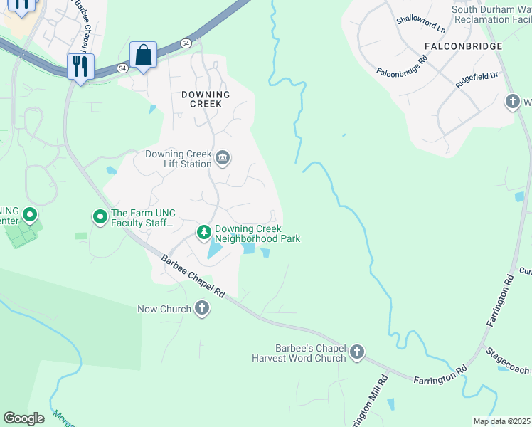 map of restaurants, bars, coffee shops, grocery stores, and more near 2109 Carriage Way in Chapel Hill