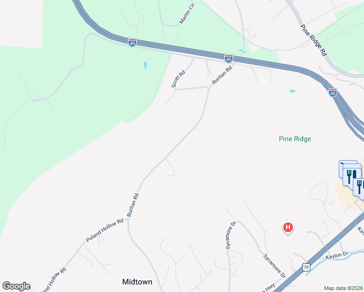 map of restaurants, bars, coffee shops, grocery stores, and more near 1875 Ruritan Road in Harriman