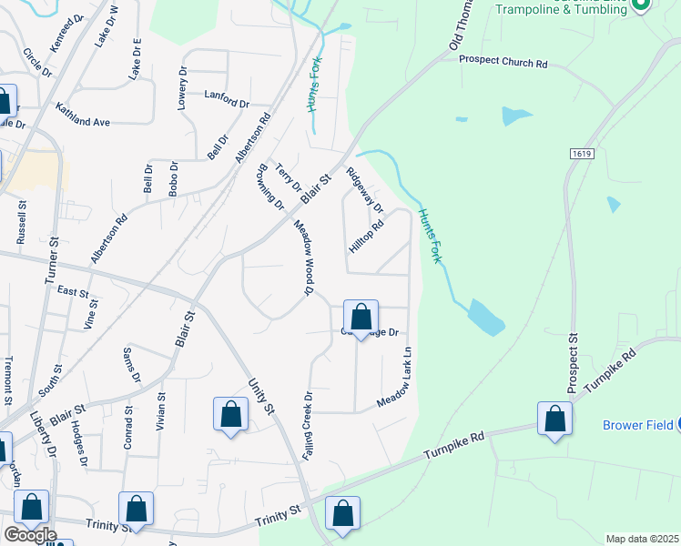 map of restaurants, bars, coffee shops, grocery stores, and more near 304 Crestview Drive in Thomasville
