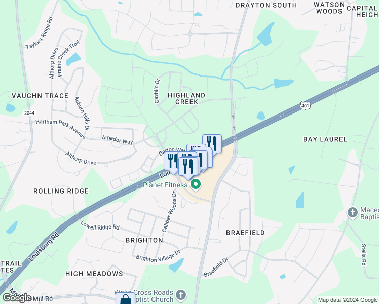 map of restaurants, bars, coffee shops, grocery stores, and more near 8502 Quarton Drive in Raleigh