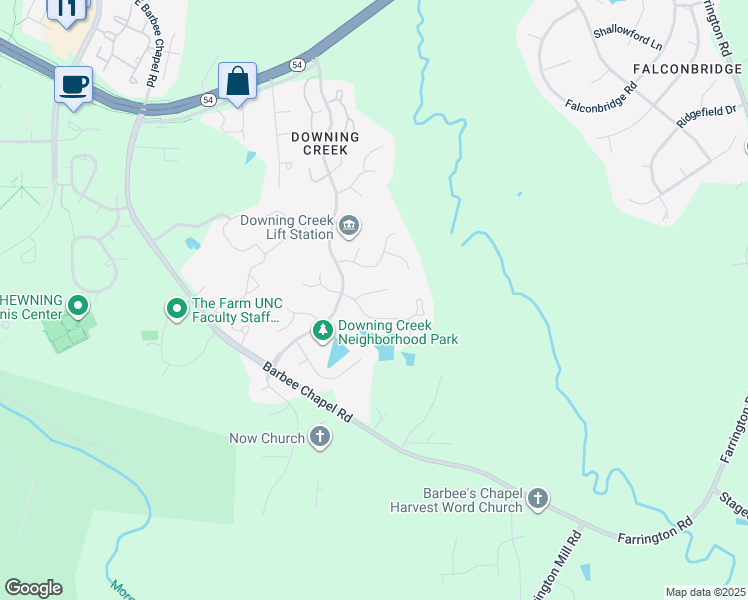 map of restaurants, bars, coffee shops, grocery stores, and more near 1334 Daventry Court in Chapel Hill