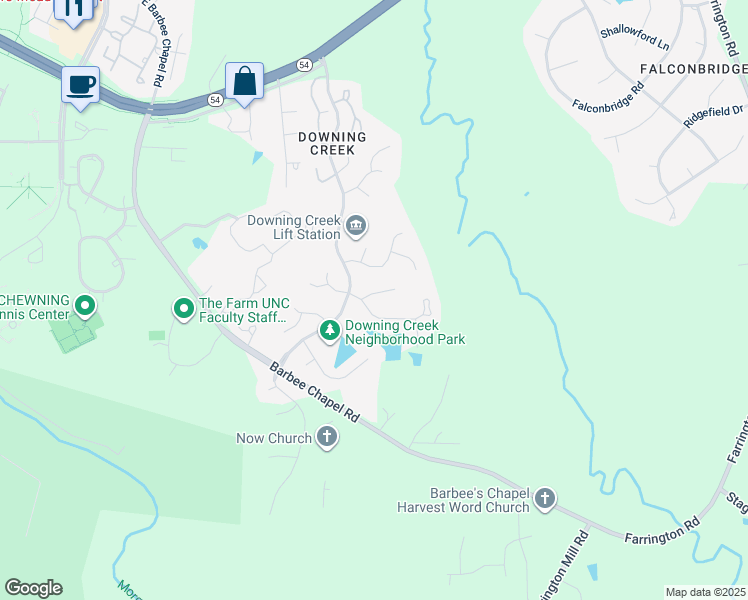 map of restaurants, bars, coffee shops, grocery stores, and more near 1332 Daventry Court in Chapel Hill