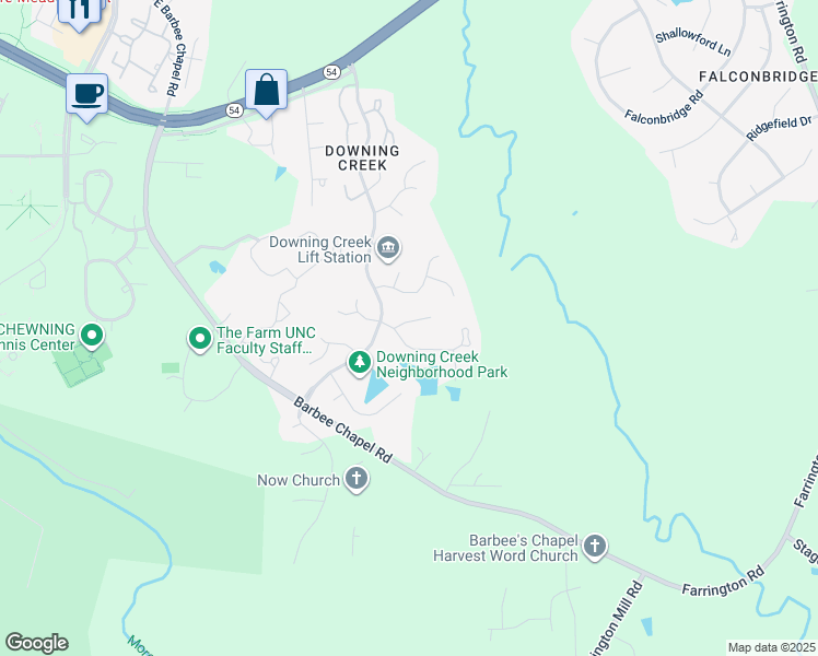 map of restaurants, bars, coffee shops, grocery stores, and more near 1332 Daventry Court in Chapel Hill