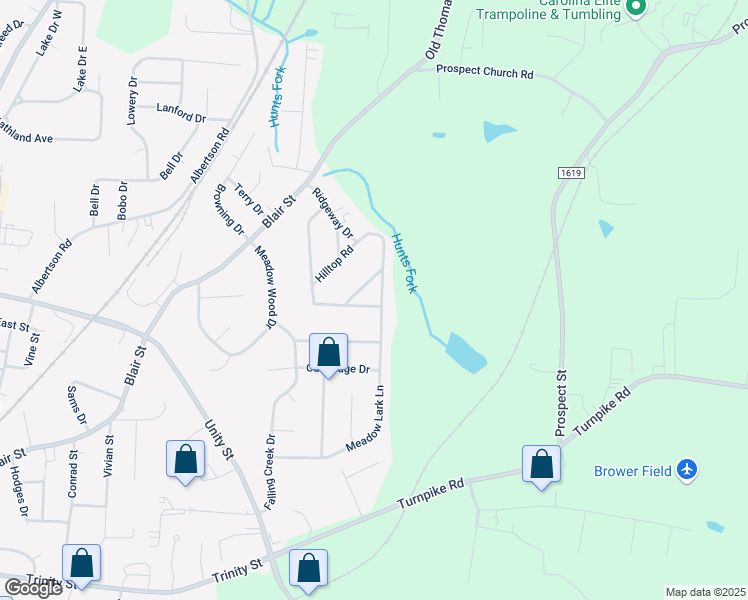 map of restaurants, bars, coffee shops, grocery stores, and more near 403 Crestview Drive in Thomasville