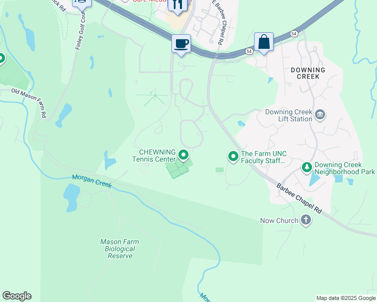 map of restaurants, bars, coffee shops, grocery stores, and more near 397 Summerwalk Circle in Chapel Hill