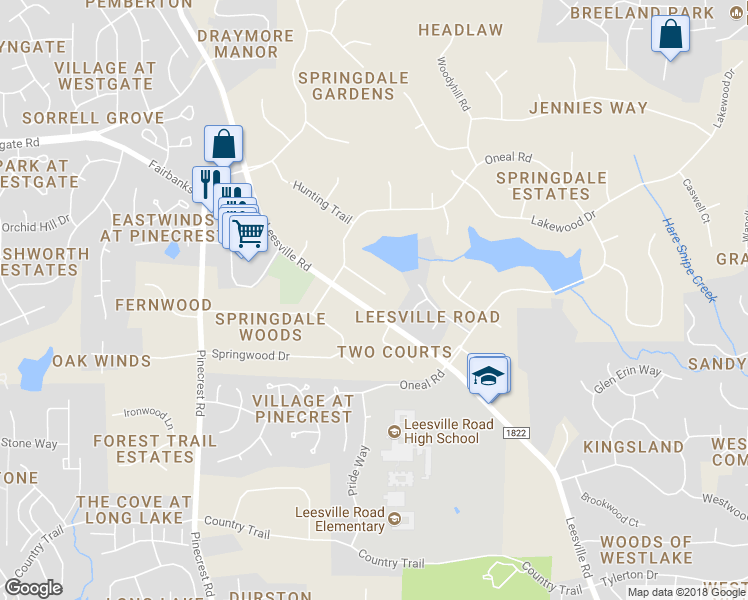 map of restaurants, bars, coffee shops, grocery stores, and more near 8805 Katharina Court in Raleigh