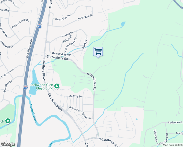 map of restaurants, bars, coffee shops, grocery stores, and more near 4344 S Carothers Rd in Franklin