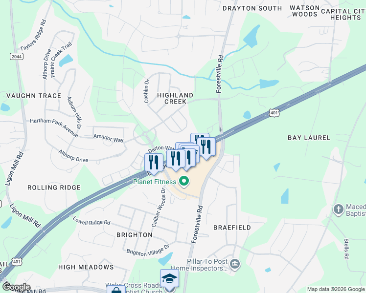 map of restaurants, bars, coffee shops, grocery stores, and more near 8514 Quarton Drive in Raleigh