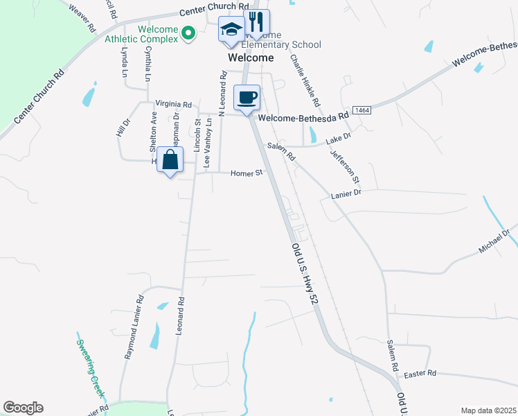 map of restaurants, bars, coffee shops, grocery stores, and more near 5219 Old U.S. Highway 52 in Lexington