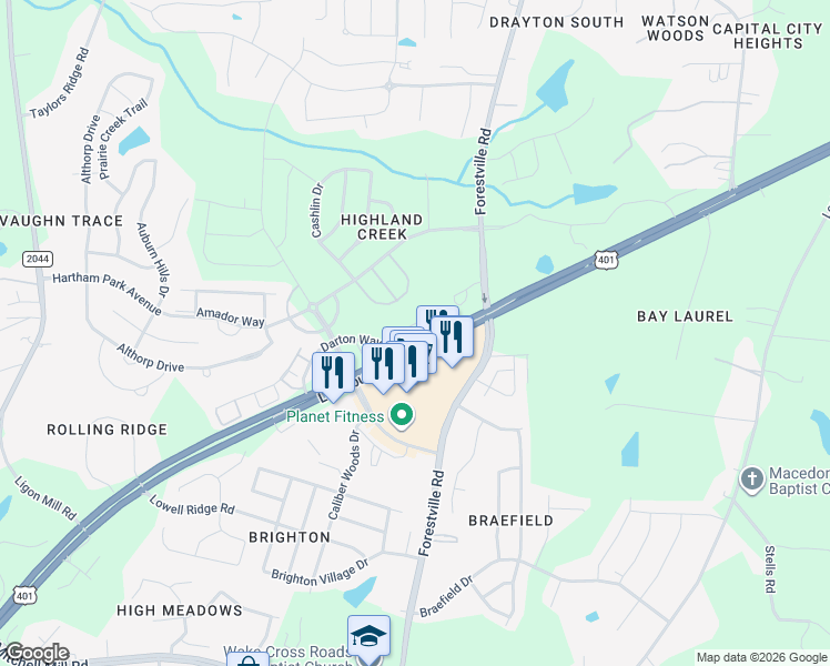 map of restaurants, bars, coffee shops, grocery stores, and more near 8514 Quarton Drive in Raleigh