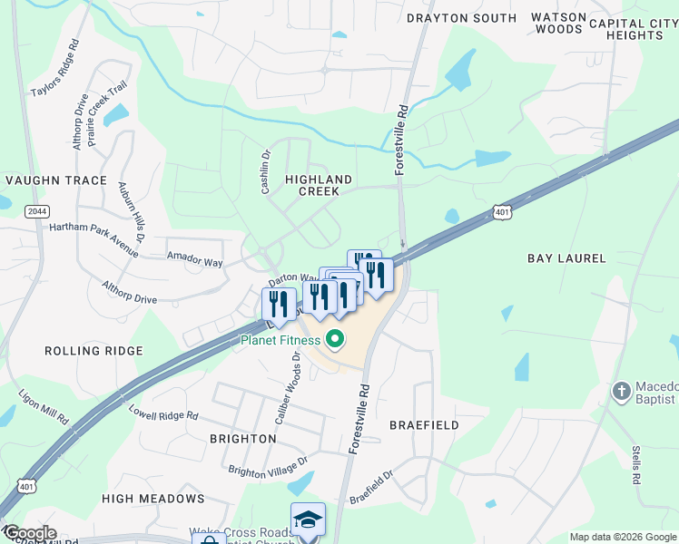map of restaurants, bars, coffee shops, grocery stores, and more near 8514 Quarton Drive in Raleigh