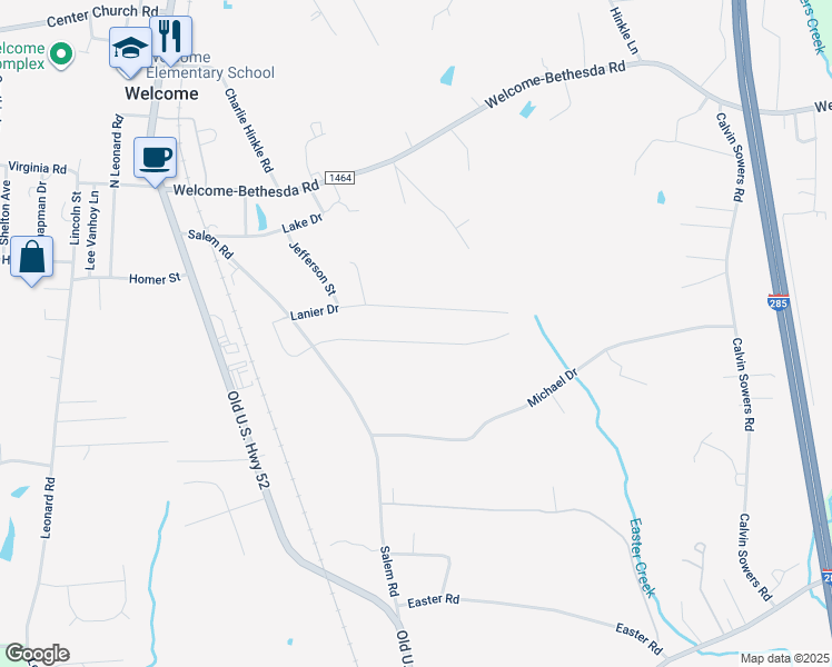 map of restaurants, bars, coffee shops, grocery stores, and more near 329 Courtney Lane in Lexington