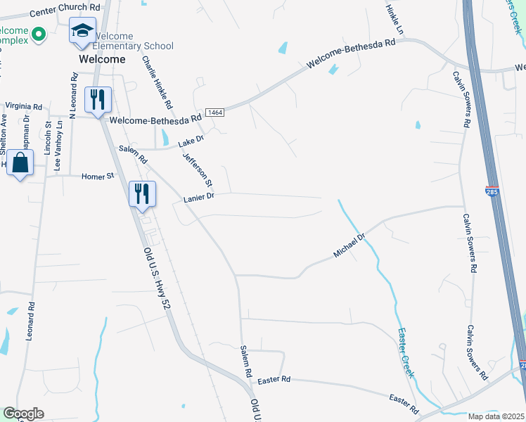 map of restaurants, bars, coffee shops, grocery stores, and more near 329 Courtney Lane in Lexington