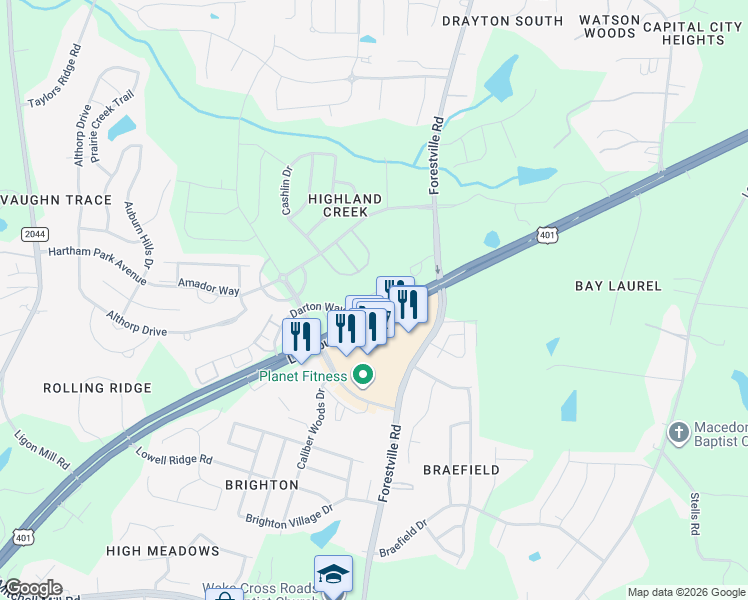 map of restaurants, bars, coffee shops, grocery stores, and more near 8514 Quarton Drive in Raleigh