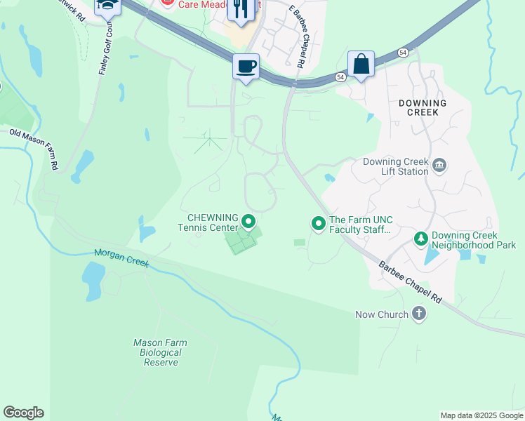 map of restaurants, bars, coffee shops, grocery stores, and more near 394 Summerwalk Circle in Chapel Hill