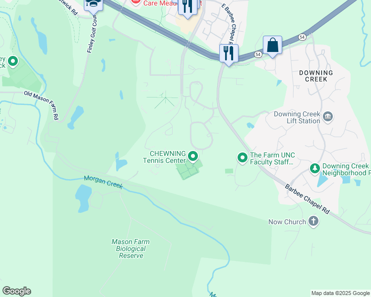 map of restaurants, bars, coffee shops, grocery stores, and more near 361 Summerwalk Circle in Chapel Hill