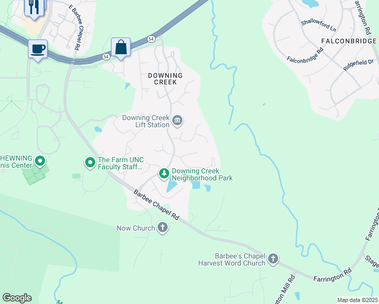 map of restaurants, bars, coffee shops, grocery stores, and more near 1337 Daventry Court in Chapel Hill