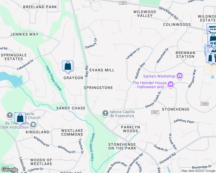 map of restaurants, bars, coffee shops, grocery stores, and more near 8414 Wheatstone Lane in Raleigh