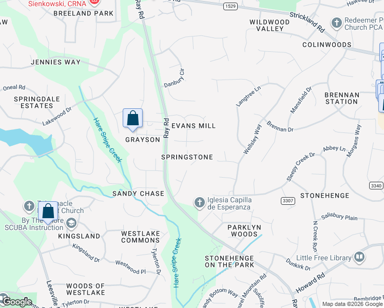map of restaurants, bars, coffee shops, grocery stores, and more near 8336 Wheatstone Lane in Raleigh