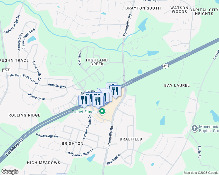 map of restaurants, bars, coffee shops, grocery stores, and more near 8560 Quarton Drive in Raleigh