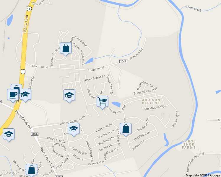 map of restaurants, bars, coffee shops, grocery stores, and more near 8621 Neuse Town Drive in Raleigh