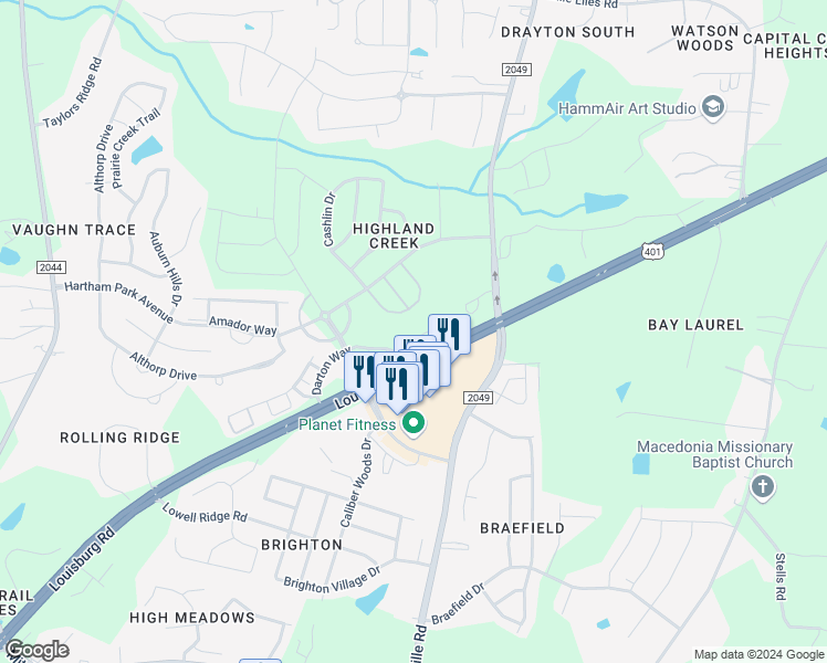 map of restaurants, bars, coffee shops, grocery stores, and more near 8531 Quarton Drive in Raleigh
