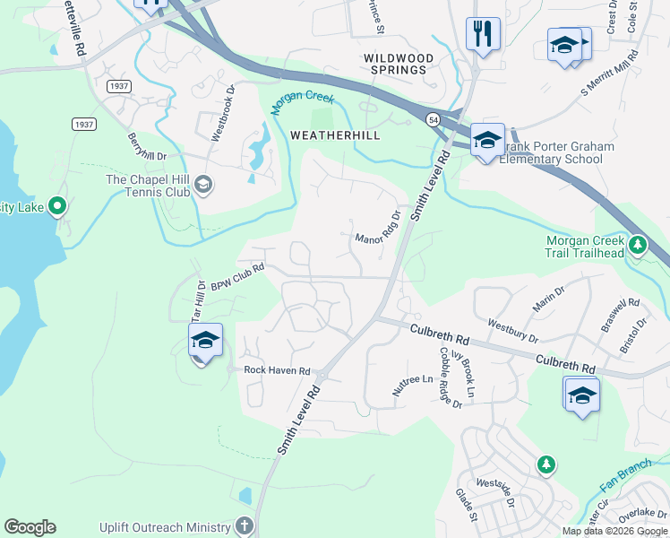 map of restaurants, bars, coffee shops, grocery stores, and more near 201 Orchard Lane in Carrboro