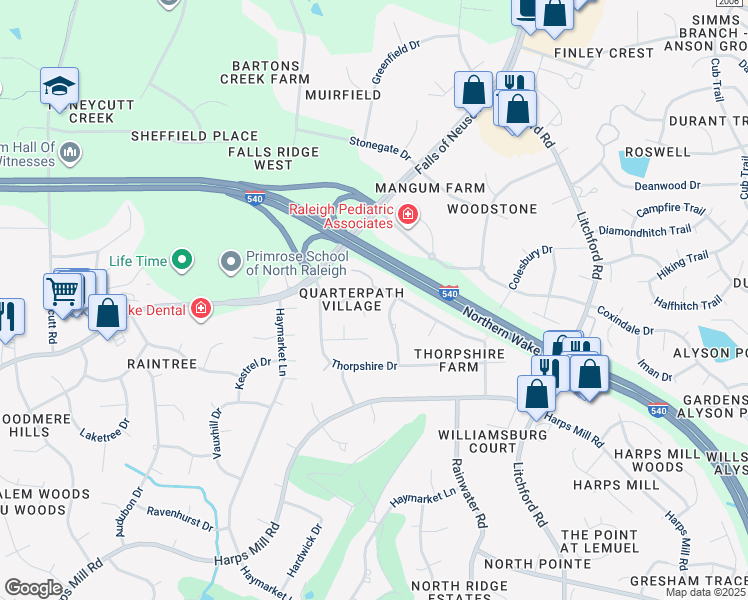 map of restaurants, bars, coffee shops, grocery stores, and more near 1814 Carrington Drive in Raleigh