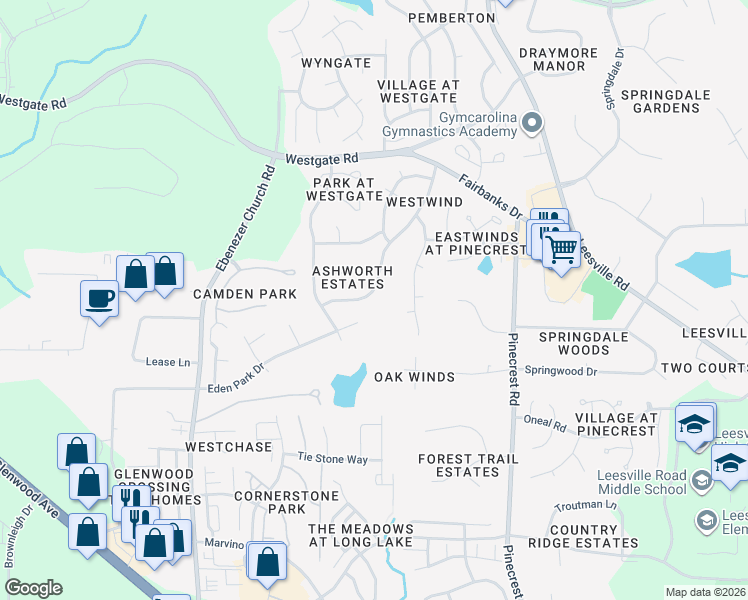 map of restaurants, bars, coffee shops, grocery stores, and more near 8229 Clarks Branch Drive in Raleigh