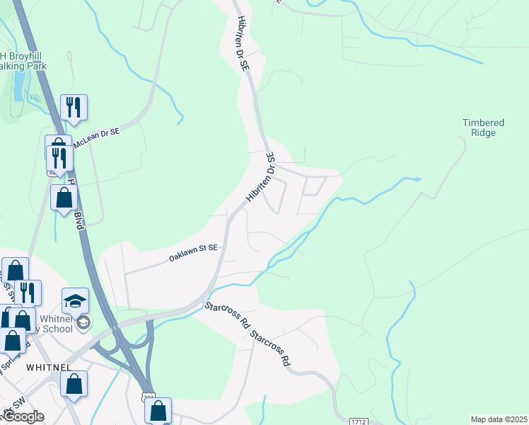 map of restaurants, bars, coffee shops, grocery stores, and more near 1054 Randolph Circle Southeast in Lenoir