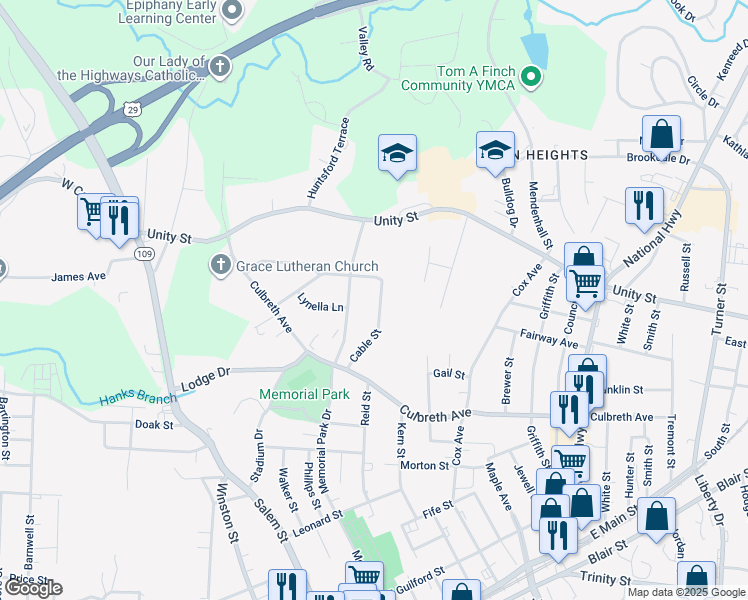 map of restaurants, bars, coffee shops, grocery stores, and more near 622 Cable Street in Thomasville