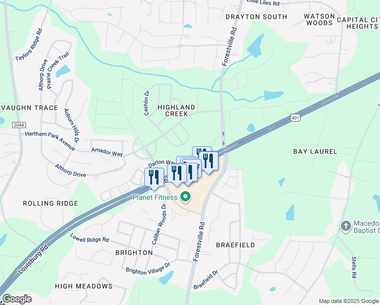 map of restaurants, bars, coffee shops, grocery stores, and more near 8543 Quarton Drive in Raleigh
